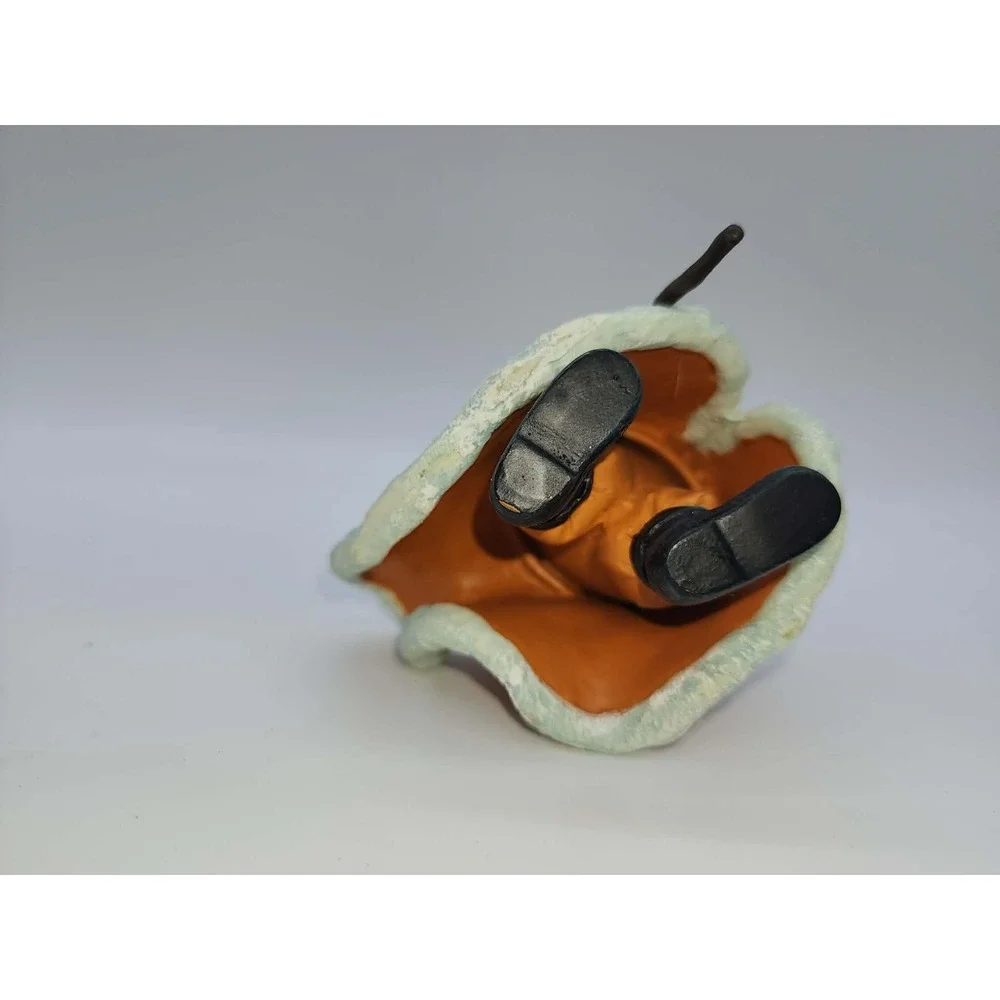 Vintage Santa Claus Figurine Orange Robe Winter Scene Bell Staff Christmas 4.5in - Picture 7 of 7